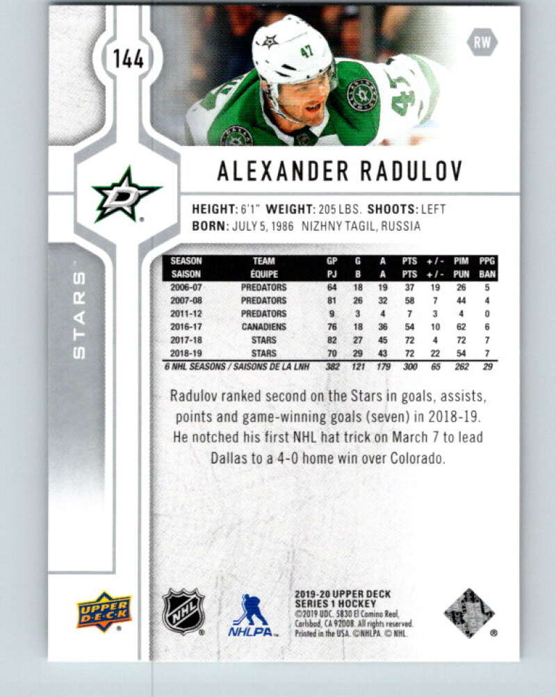 2019-20 Upper Deck #144 Alexander Radulov Mint Dallas Stars Image 2