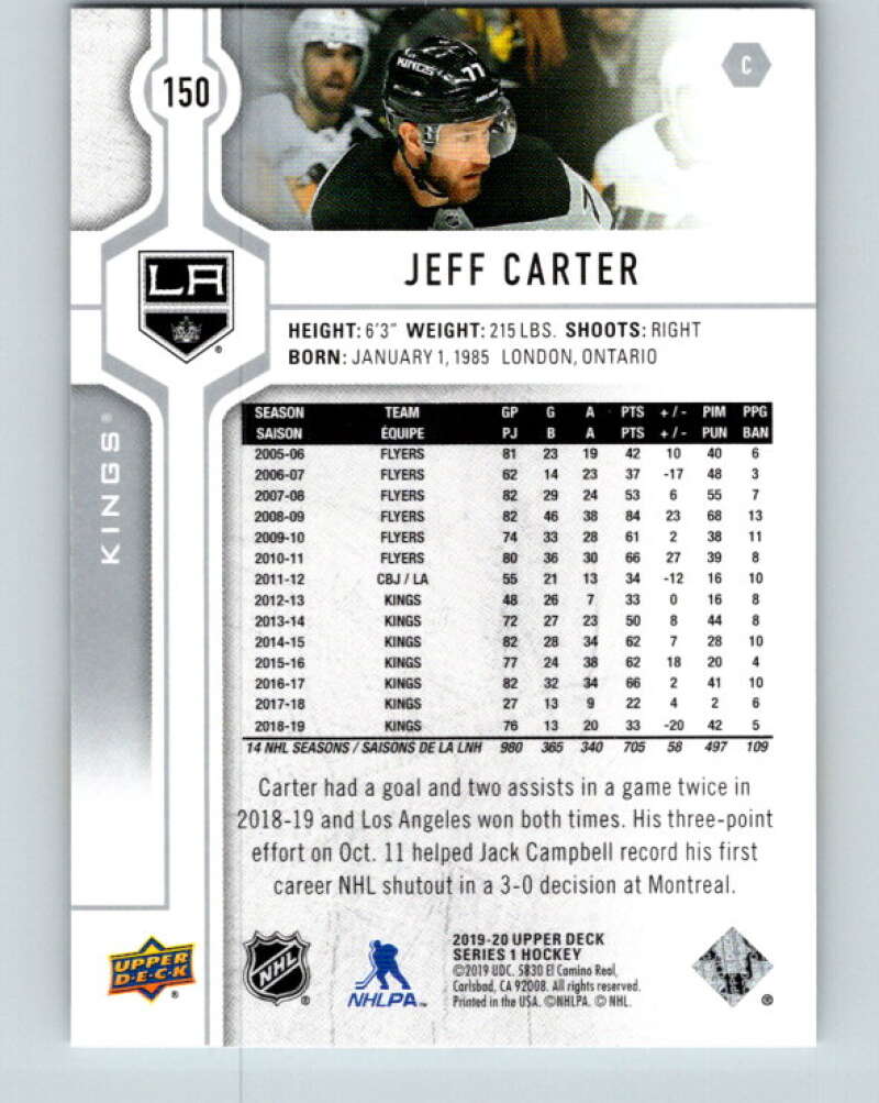 2019-20 Upper Deck #150 Jeff Carter Mint Los Angeles Kings