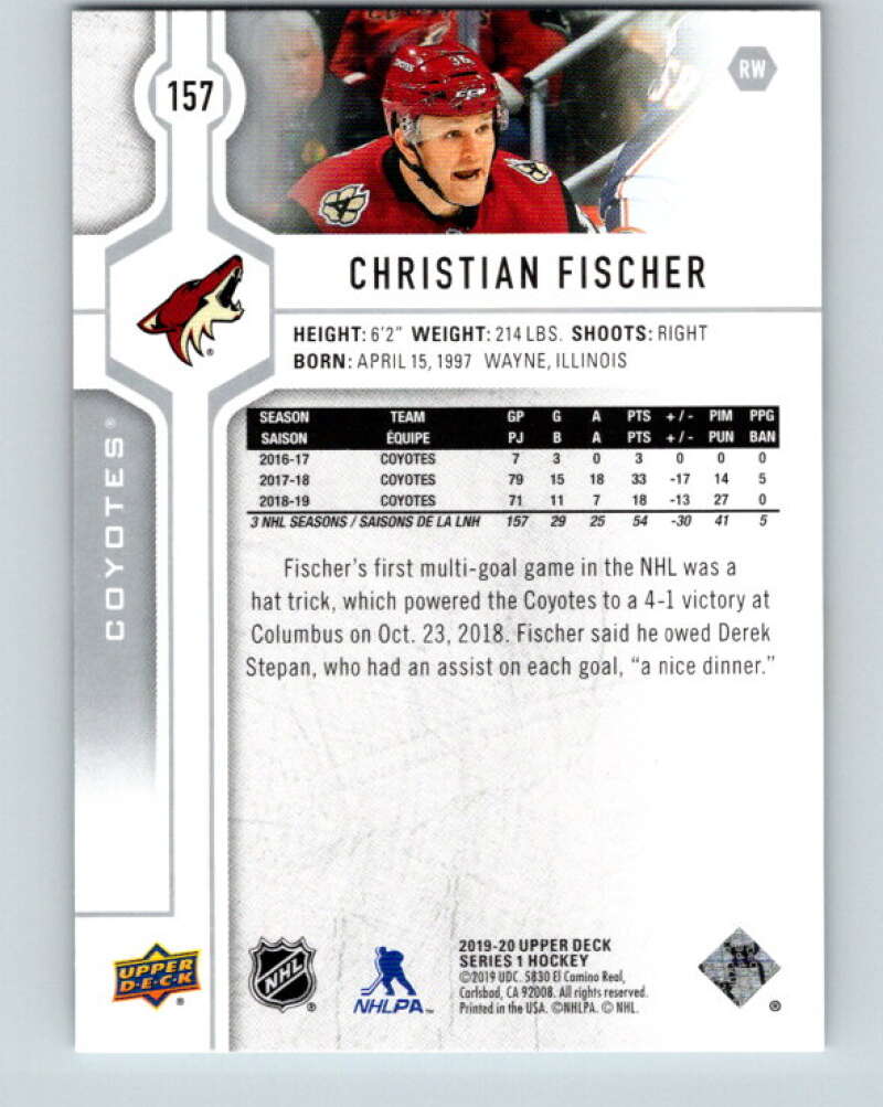 2019-20 Upper Deck #157 Christian Fischer Mint Arizona Coyotes Image 2