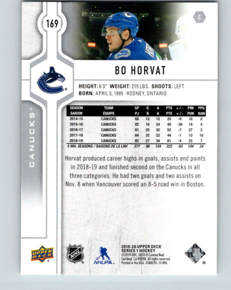 2019-20 Upper Deck #169 Bo Horvat Mint Vancouver Canucks Image 2