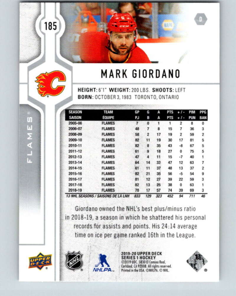2019-20 Upper Deck #185 Mark Giordano Mint Calgary Flames