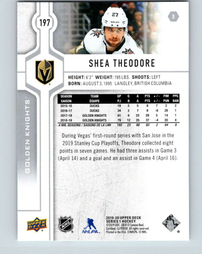 2019-20 Upper Deck #197 Shea Theodore Mint Vegas Golden Knights