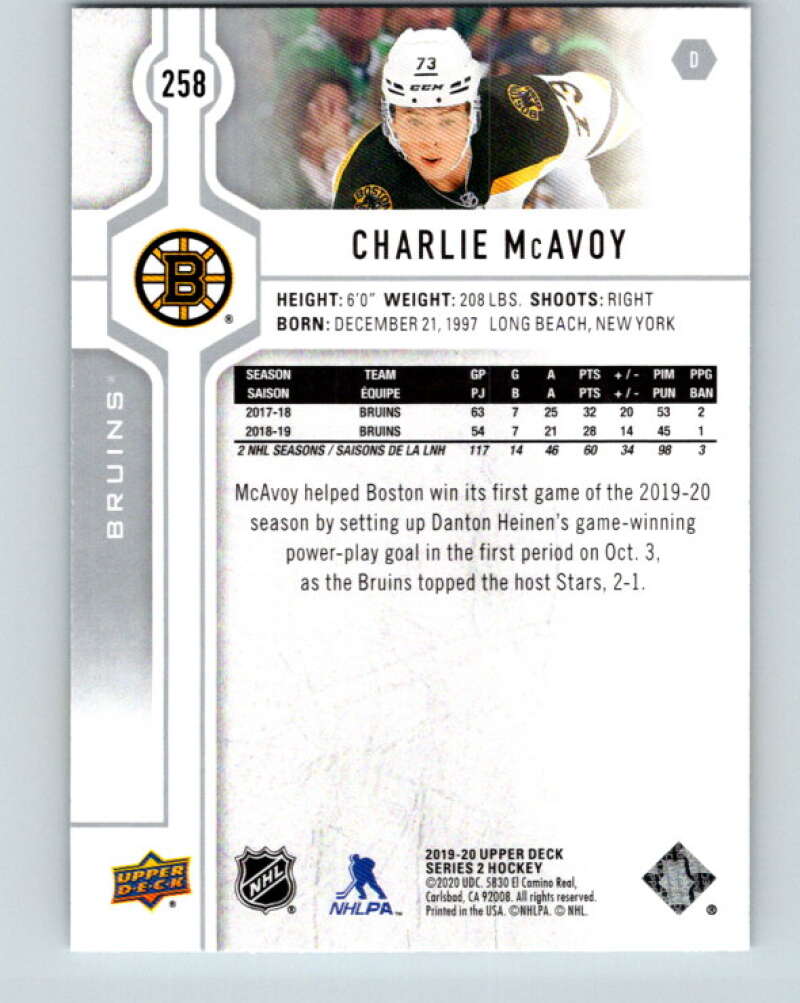 2019-20 Upper Deck #258 Charlie McAvoy Mint Boston Bruins Image 2