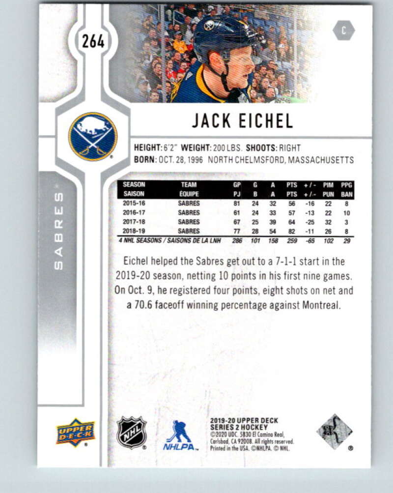 2019-20 Upper Deck #264 Jack Eichel Mint Buffalo Sabres Image 2