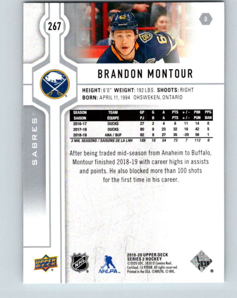 2019-20 Upper Deck #267 Brandon Montour Mint Buffalo Sabres Image 2