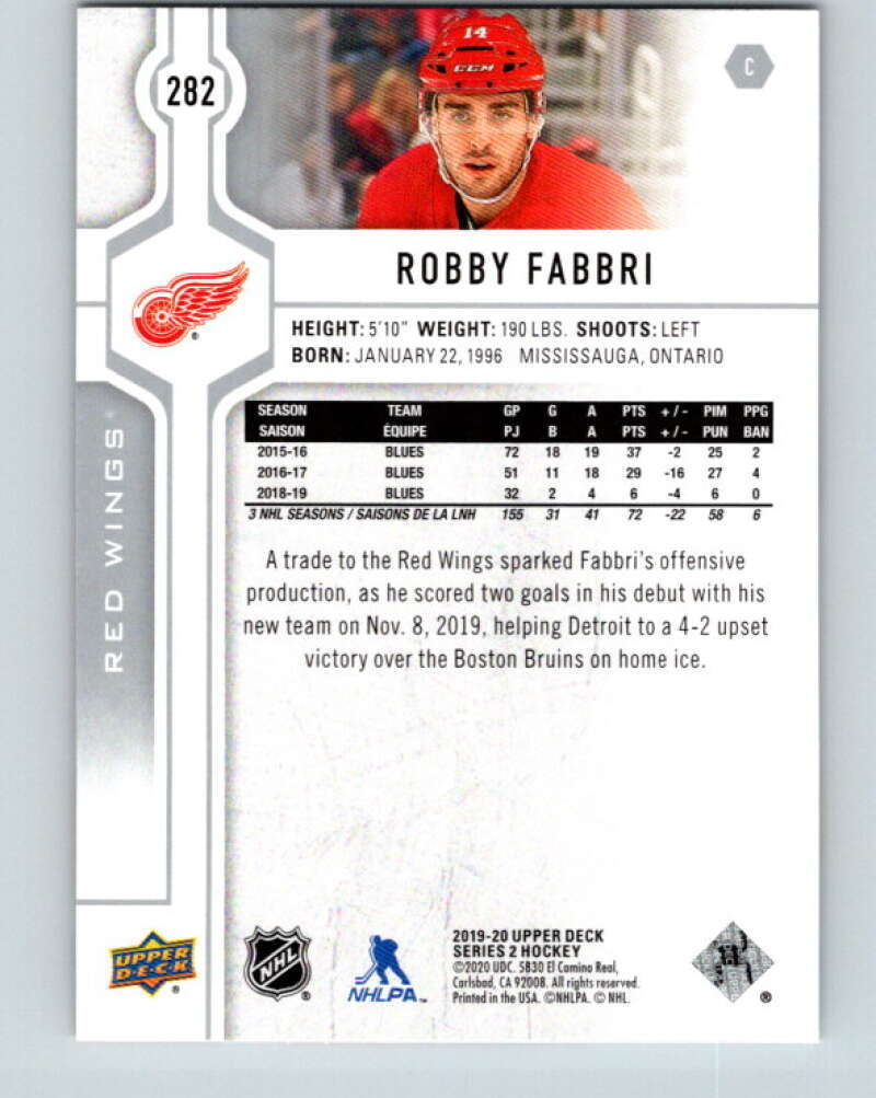 2019-20 Upper Deck #282 Robby Fabbri Mint Detroit Red Wings