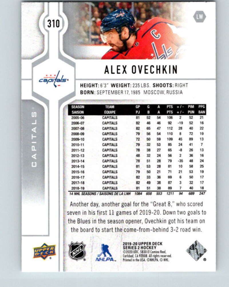 2019-20 Upper Deck #310 Alexander Ovechkin Mint Washington Capitals