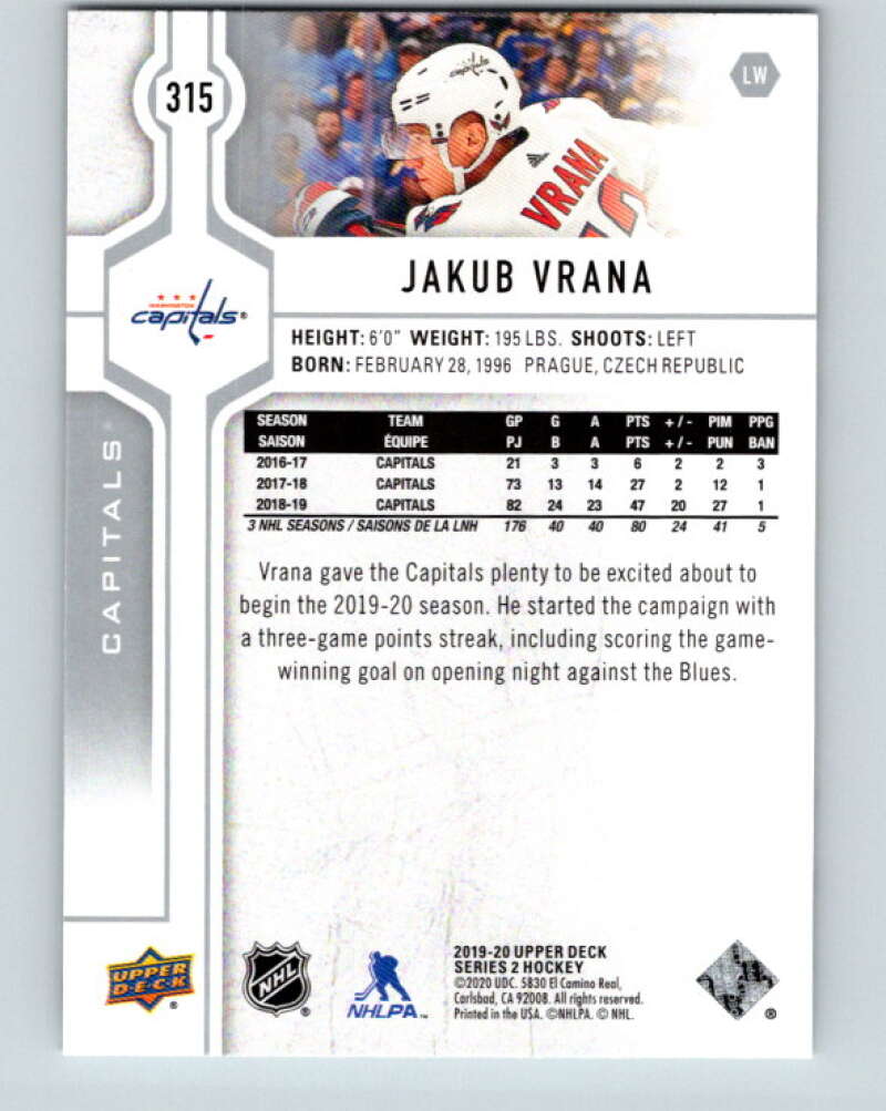 2019-20 Upper Deck #315 Jakub Vrana Mint Washington Capitals