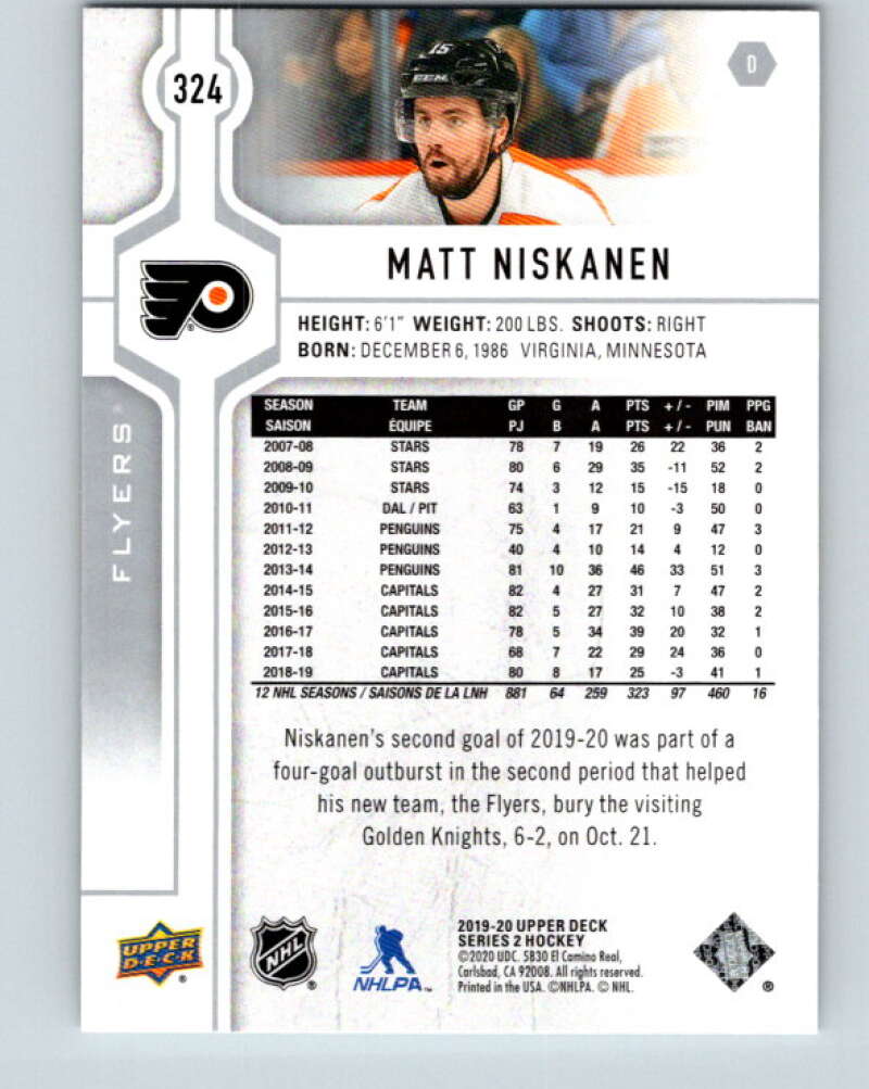 2019-20 Upper Deck #324 Matt Niskanen Mint Philadelphia Flyers Image 2