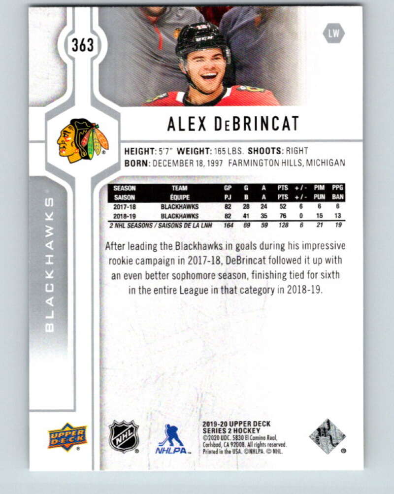2019-20 Upper Deck #363 Alex DeBrincat Mint Chicago Blackhawks Image 2