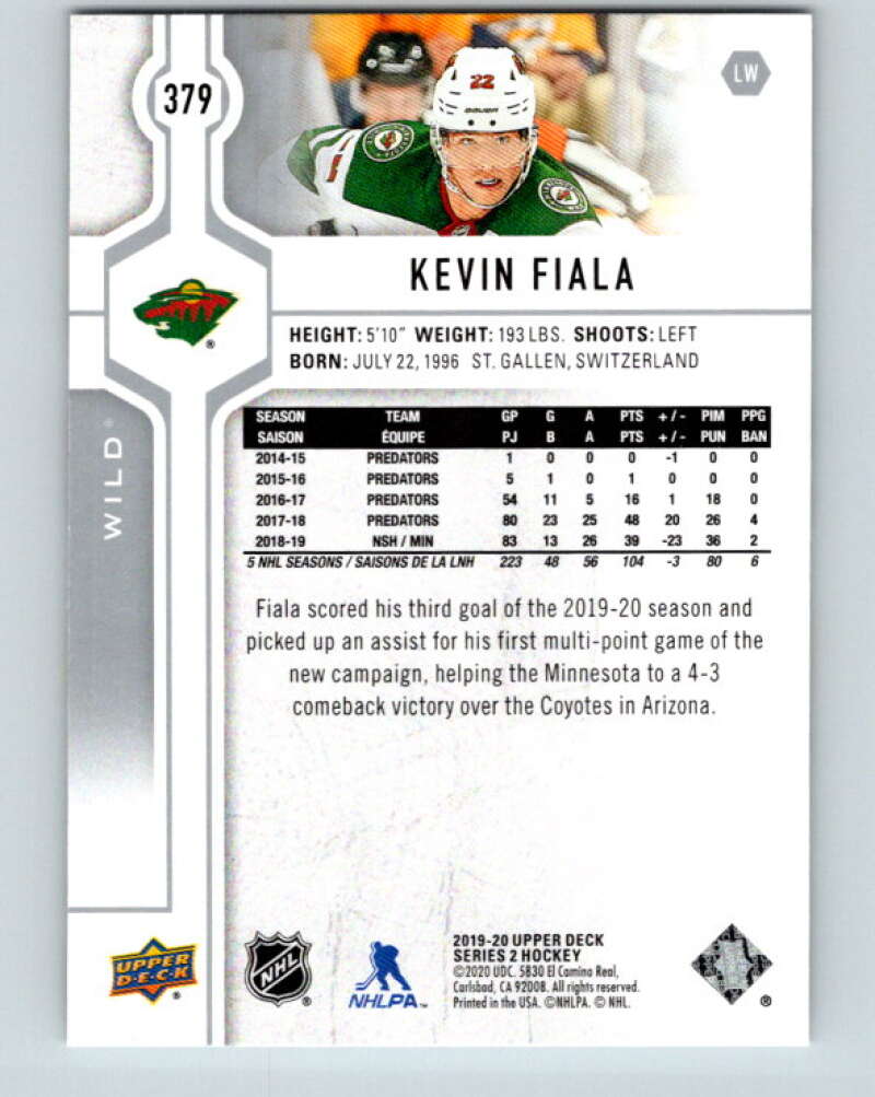 2019-20 Upper Deck #379 Kevin Fiala Mint Minnesota Wild