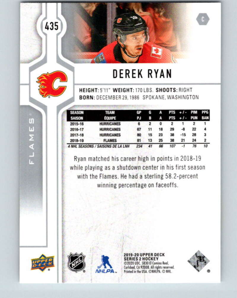 2019-20 Upper Deck #435 Derek Ryan Mint Calgary Flames