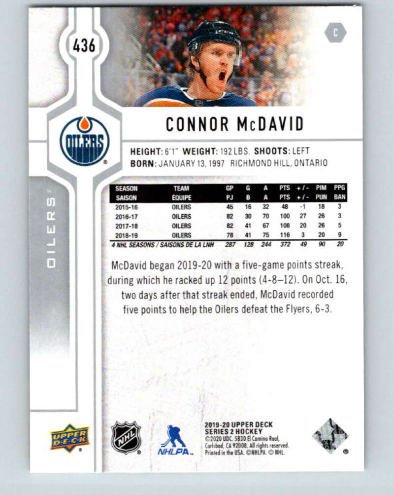2019-20 Upper Deck #436 Connor McDavid Mint Edmonton Oilers