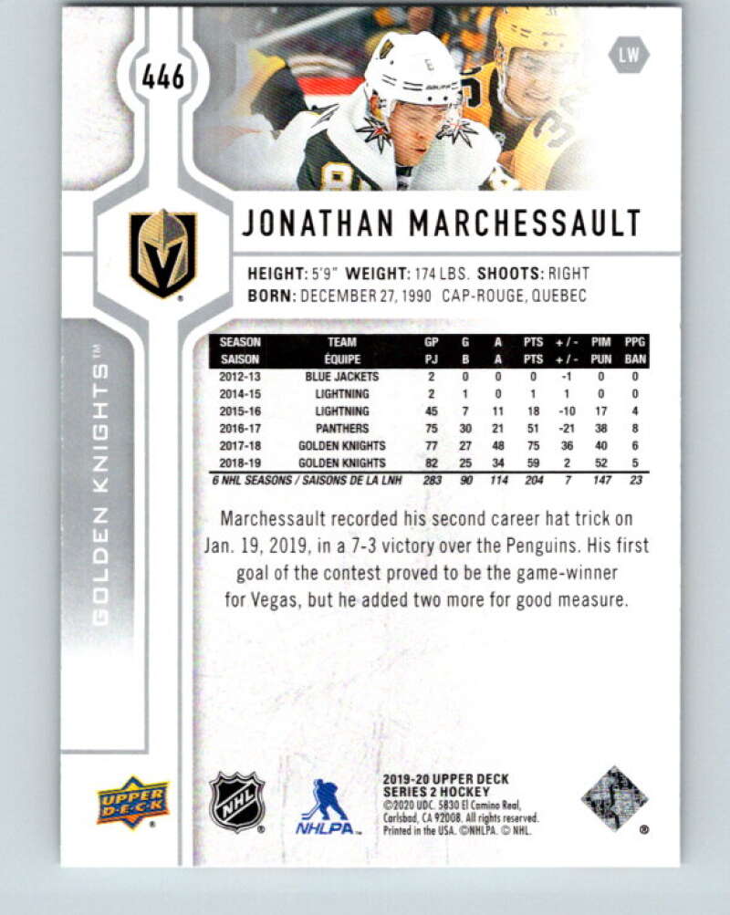 2019-20 Upper Deck #446 Jonathan Marchessault Mint Vegas Golden Knights Image 2