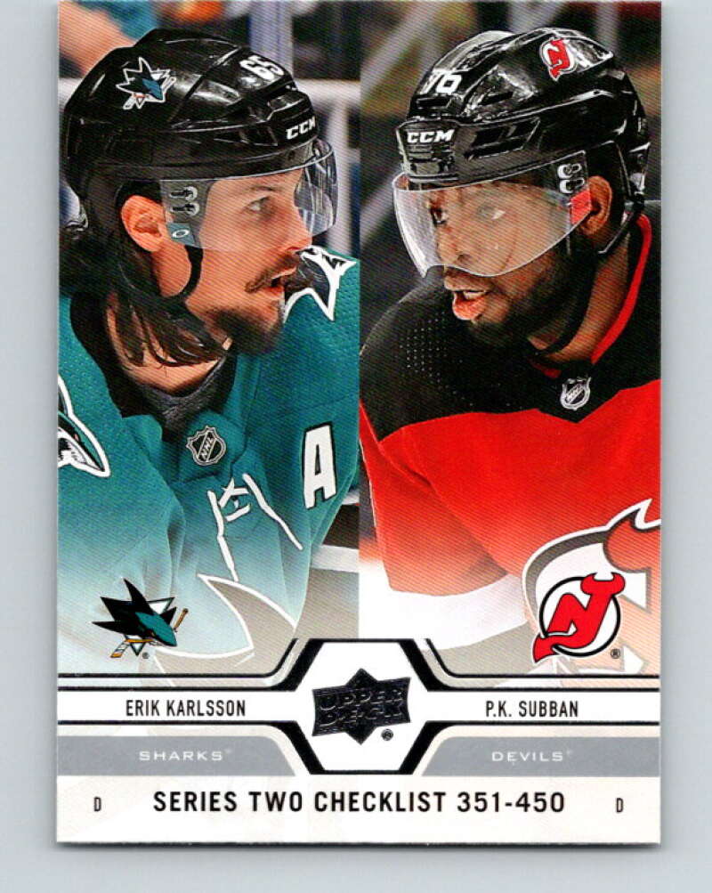  2019-20 Upper Deck #450 Erik Karlsson/P.K. Subban CL San Jose  Sharks/New Jersey Devils Hockey Card NM-MT : Everything Else