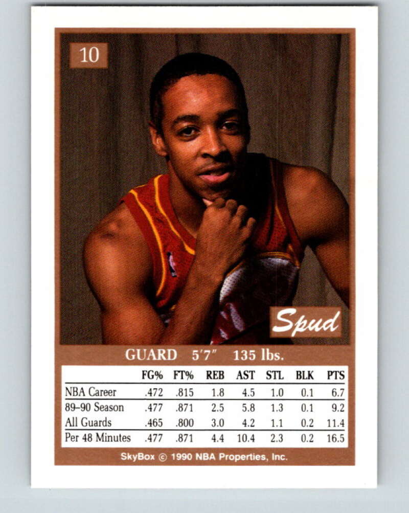 1990-91 SkyBox #10 Spud Webb Mint Atlanta Hawks Image 2