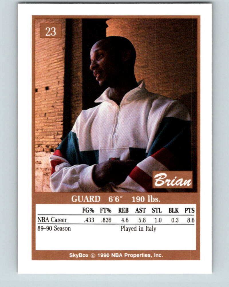1990-91 SkyBox #23 Brian Shaw Mint Boston Celtics Image 2