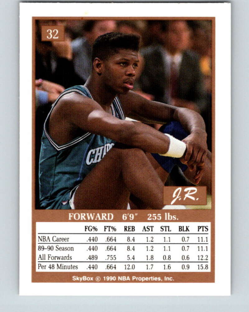 1990-91 SkyBox #32 J.R. Reid Mint RC Rookie Charlotte Hornets Image 2