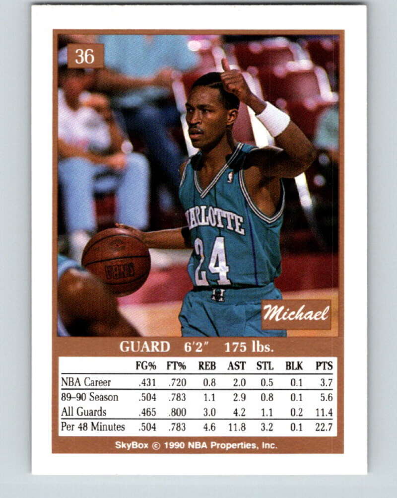 1990-91 SkyBox #36 Micheal Williams UER Mint SP Charlotte Hornets Image 2