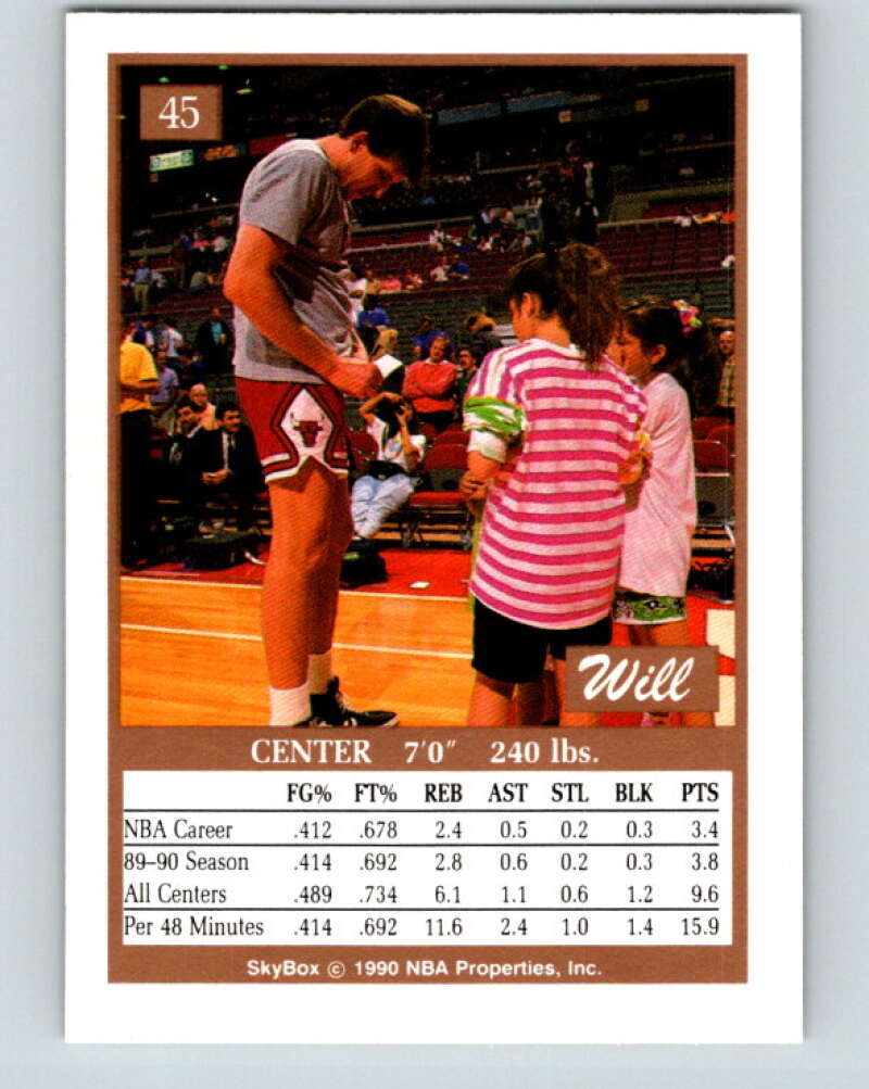 1990-91 SkyBox #45 Will Perdue Mint Chicago Bulls Image 2