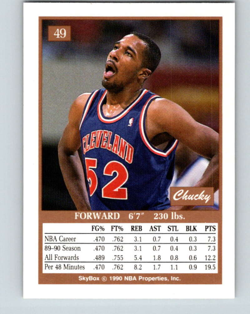 1990-91 SkyBox #49 Chucky Brown Mint RC Rookie Cleveland Cavaliers  Image 2
