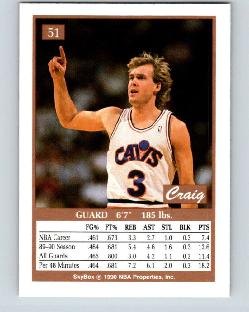 1990-91 SkyBox #51 Craig Ehlo Mint Cleveland Cavaliers  Image 2