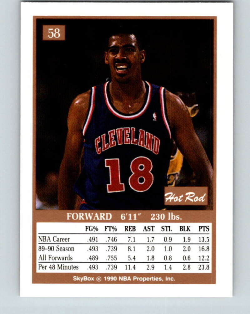 1990-91 SkyBox #58 Hot Rod Williams Mint Cleveland Cavaliers  Image 2