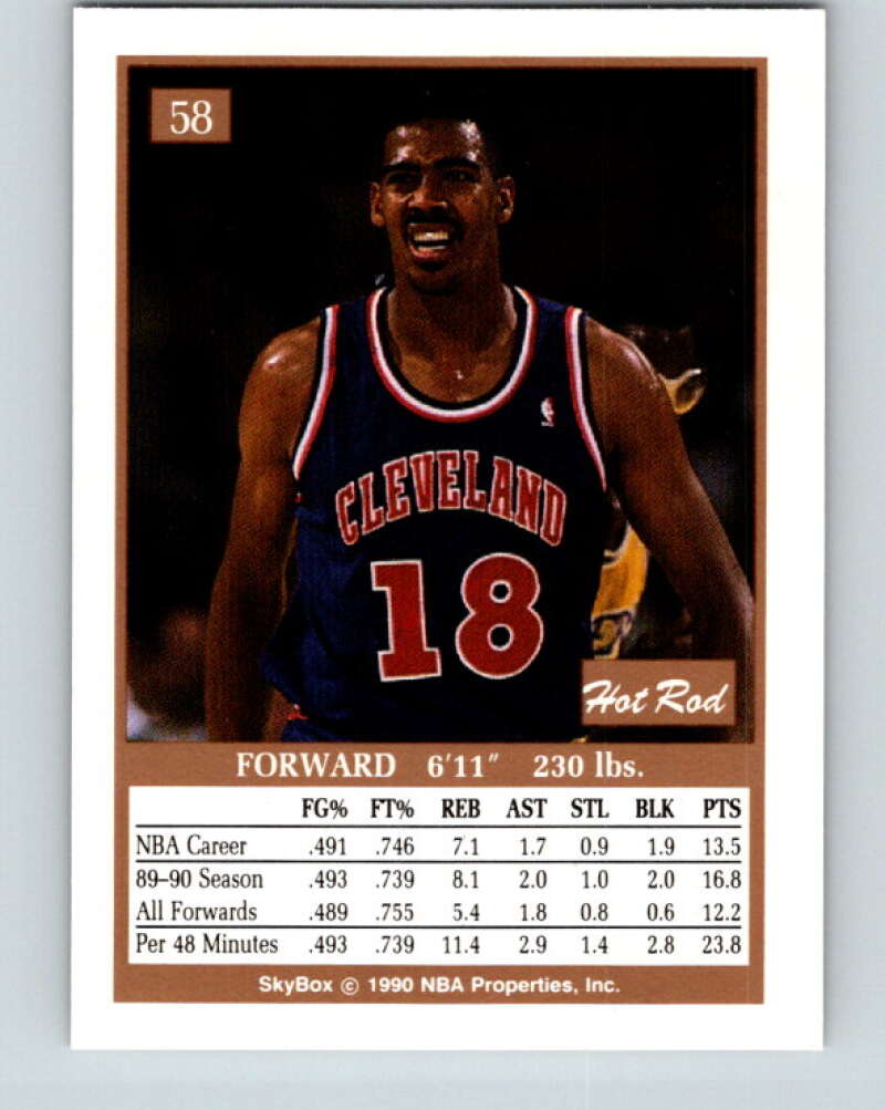 1990-91 SkyBox #58 Hot Rod Williams Mint Cleveland Cavaliers Image 2