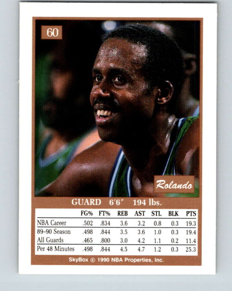 1990-91 SkyBox #60 Rolando Blackman Mint Dallas Mavericks Image 2