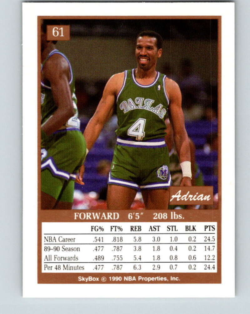 1990-91 SkyBox #61 Adrian Dantley Mint SP Dallas Mavericks Image 2