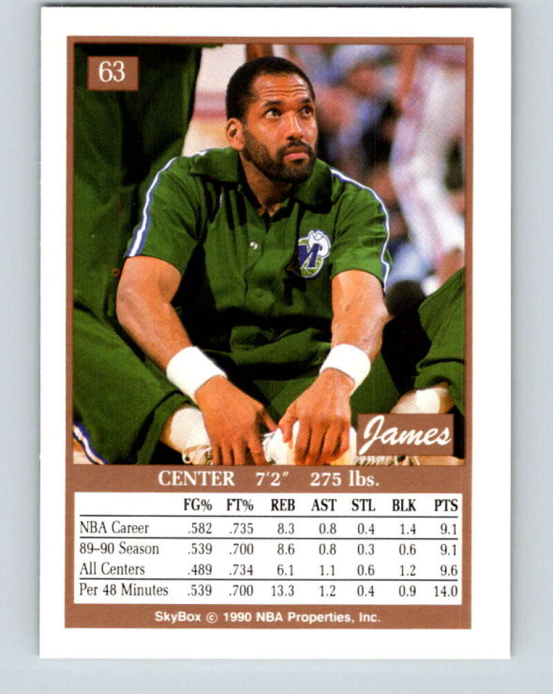 1990-91 SkyBox #63 James Donaldson Mint Dallas Mavericks Image 2
