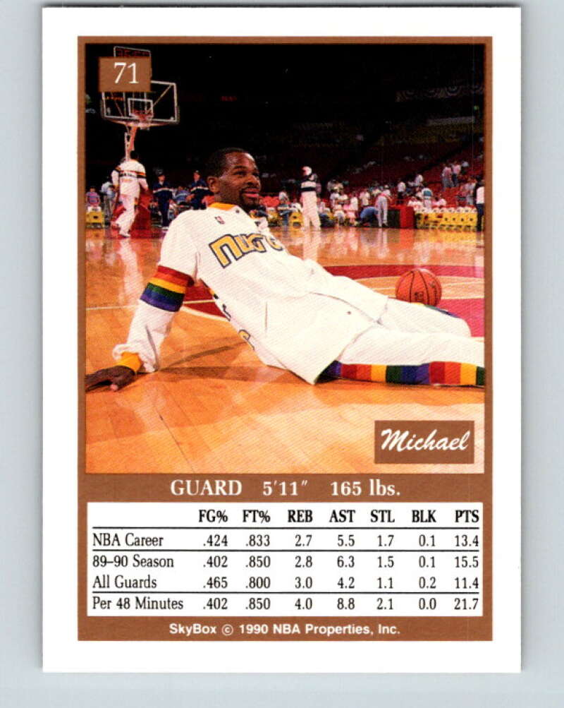 1990-91 SkyBox #71 Michael Adams Mint Denver Nuggets Image 2
