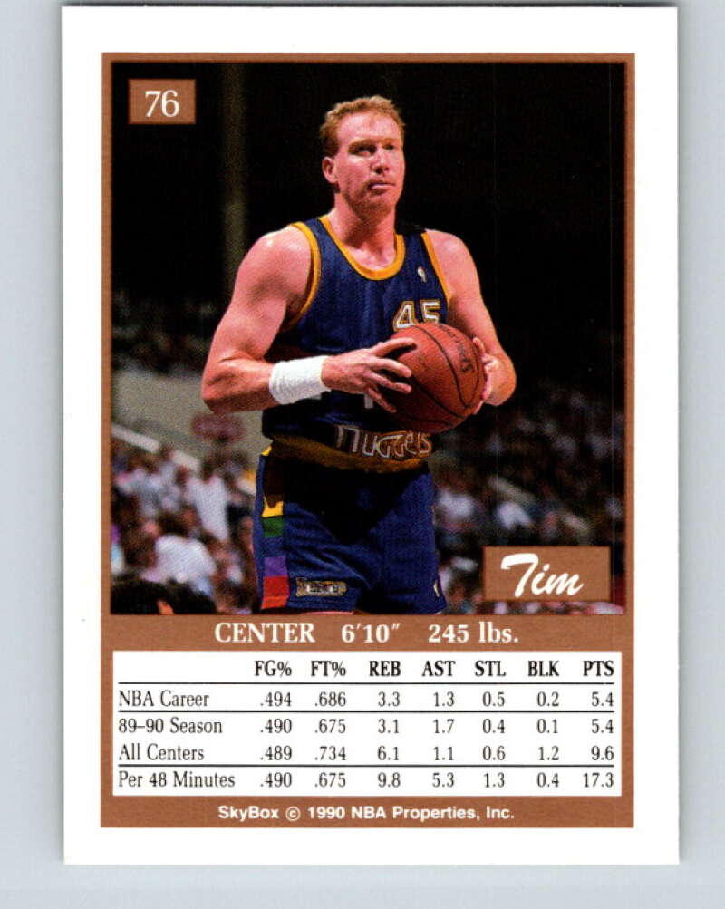 1990-91 SkyBox #76 Tim Kempton Mint SP Denver Nuggets Image 2