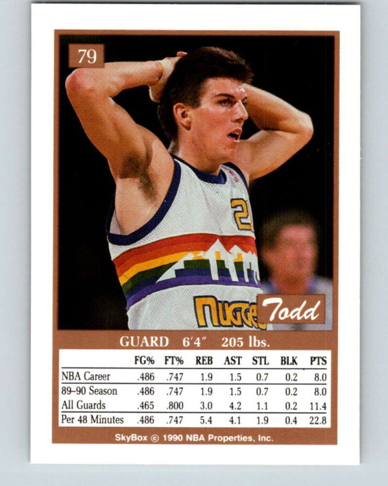 1990-91 SkyBox #79 Todd Lichti Mint RC Rookie Denver Nuggets  Image 2