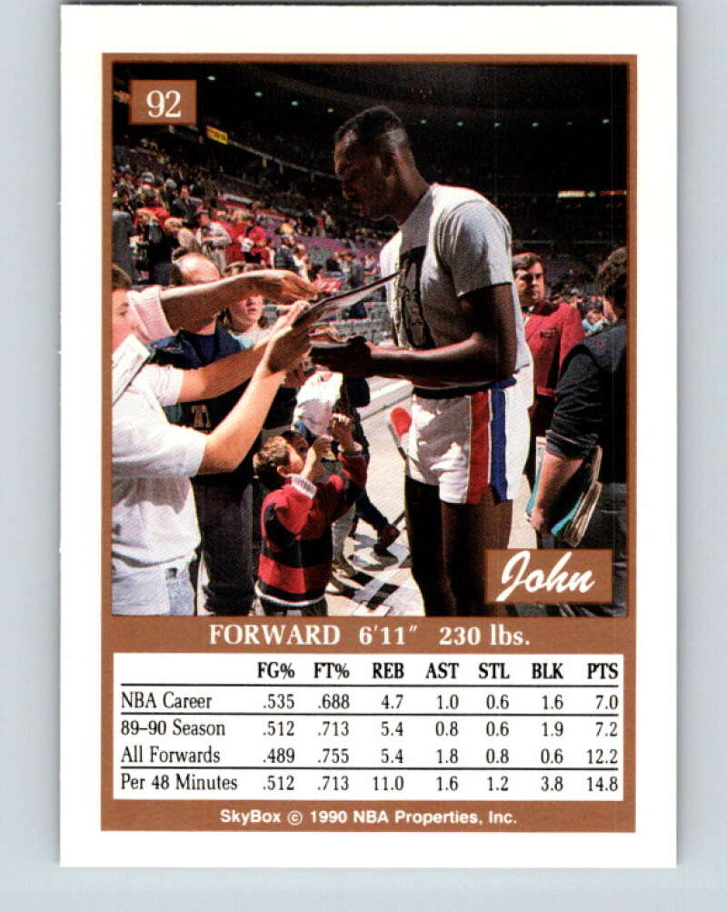 1990-91 SkyBox #92 John Salley Mint Detroit Pistons Image 2