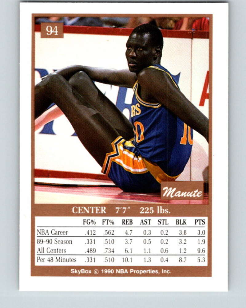 1990-91 SkyBox #94 Manute Bol Mint SP Golden State Warriors Image 2