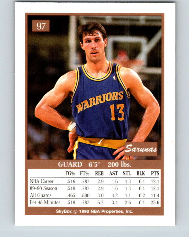 1990-91 SkyBox #97 Sarunas Marciulionis Mint RC Rookie Golden State Warriors  Image 2