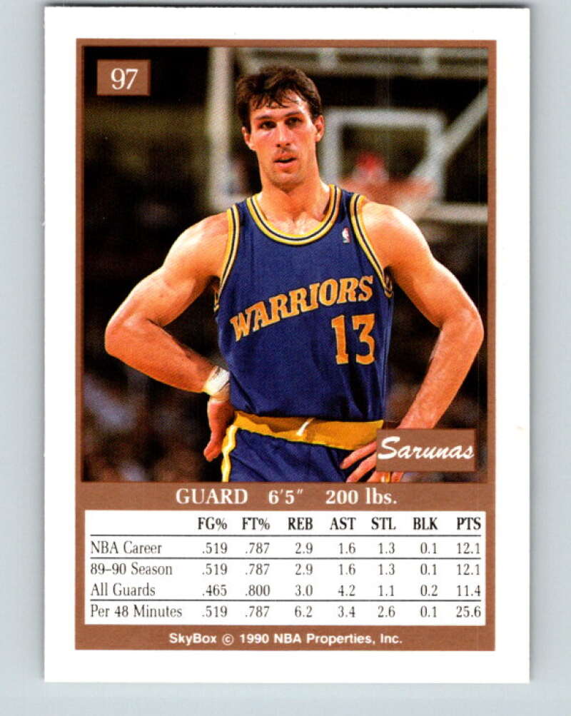 1990-91 SkyBox #97 Sarunas Marciulionis Mint RC Rookie Golden State Warriors Image 2