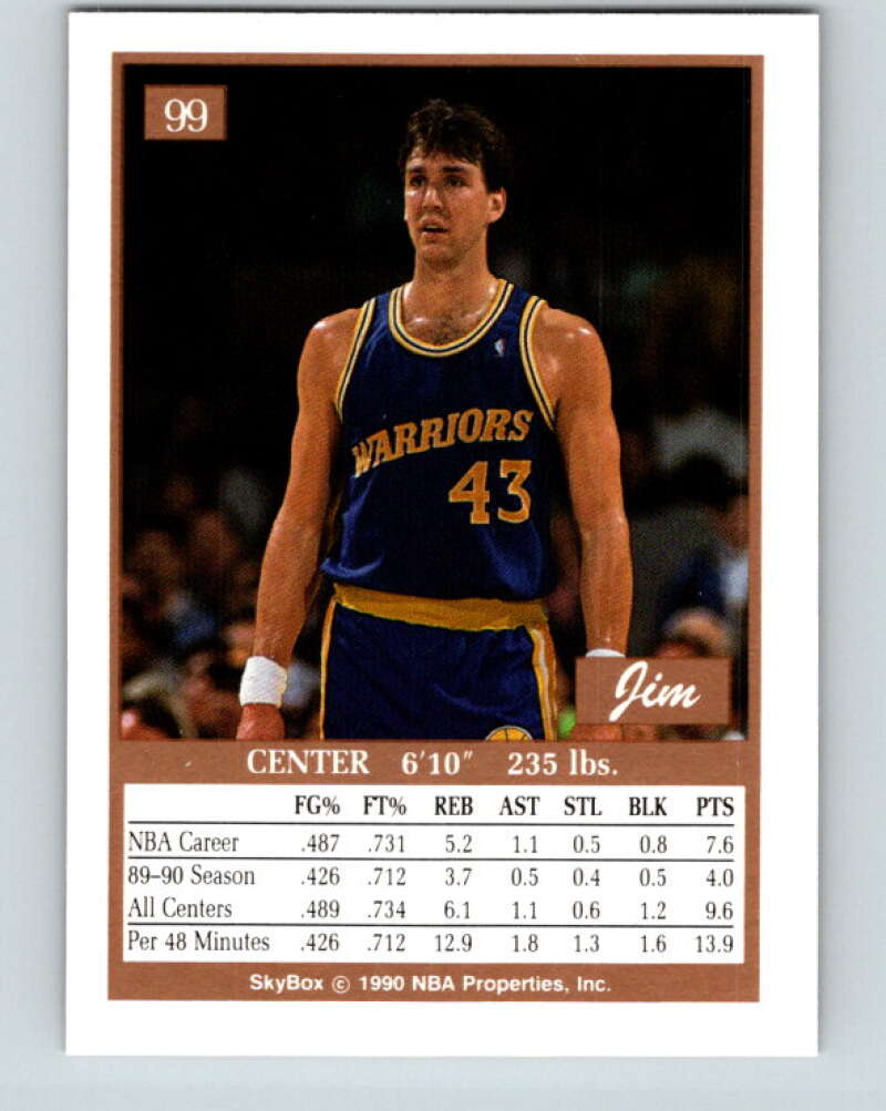 1990-91 SkyBox #99 Jim Petersen Mint Golden State Warriors  Image 2