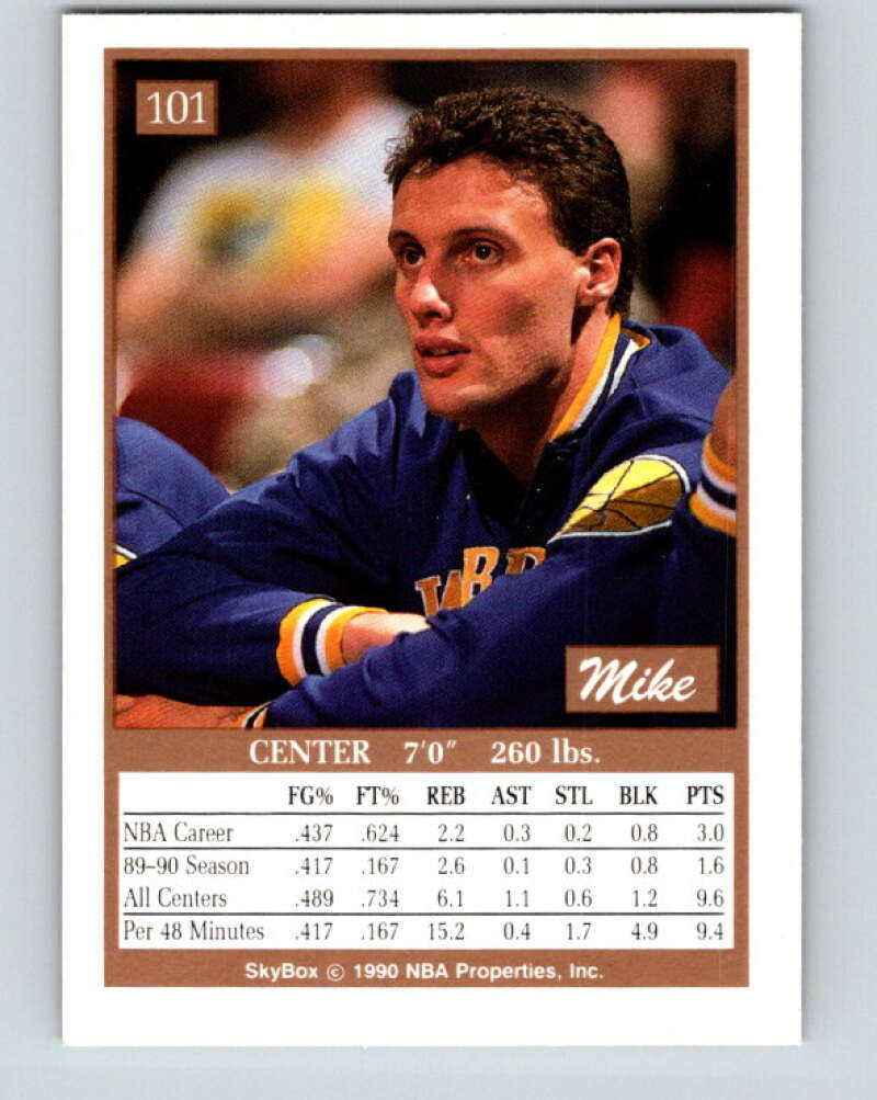 1990-91 SkyBox #101 Mike Smrek Mint Golden State Warriors  Image 2