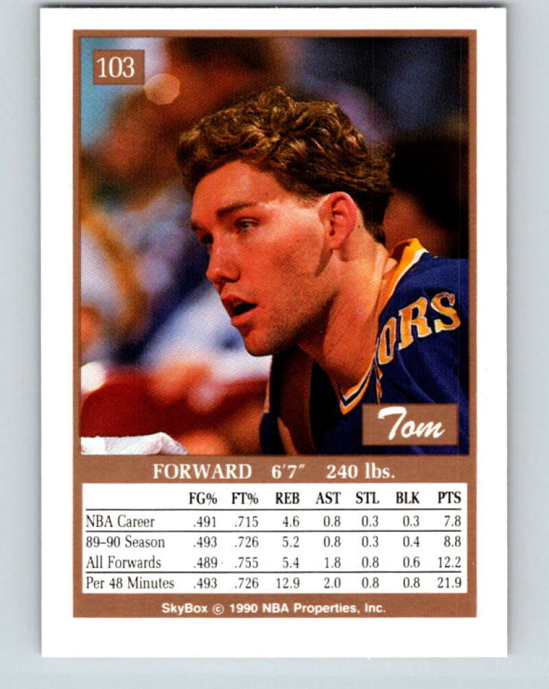 1990-91 SkyBox #103 Tom Tolbert Mint RC Rookie Golden State Warriors  Image 2