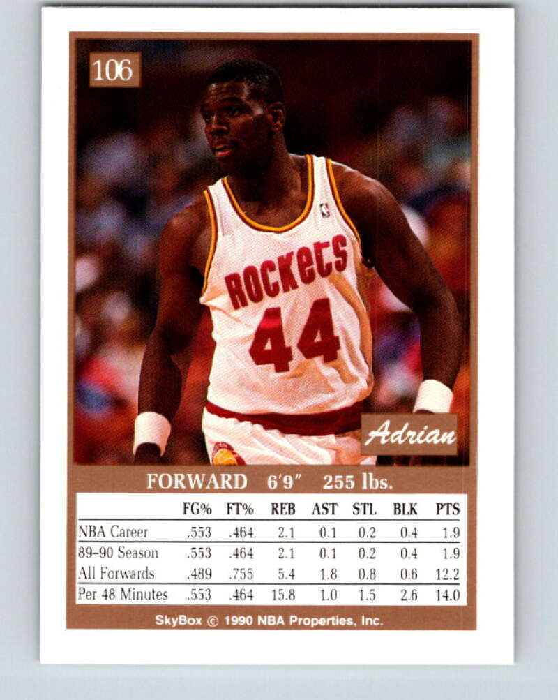 1990-91 SkyBox #106 Adrian Caldwell Mint Houston Rockets Image 2