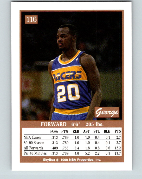 1990-91 SkyBox #116 George McCloud Mint RC Rookie Indiana Pacers Image 2