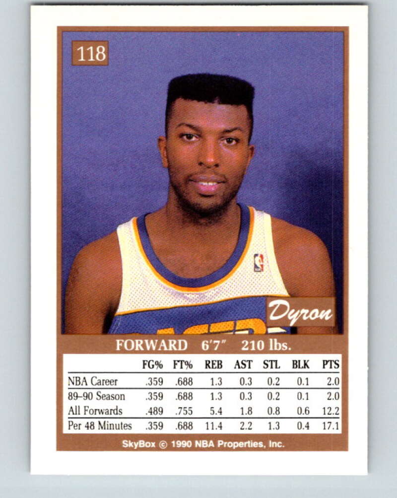 1990-91 SkyBox #118a Dyron Nix ERR/ Mint SP Indiana Pacers Image 2