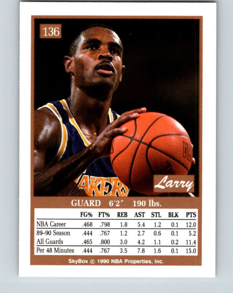 1990-91 SkyBox #136 Larry Drew Mint Los Angeles Lakers Image 2