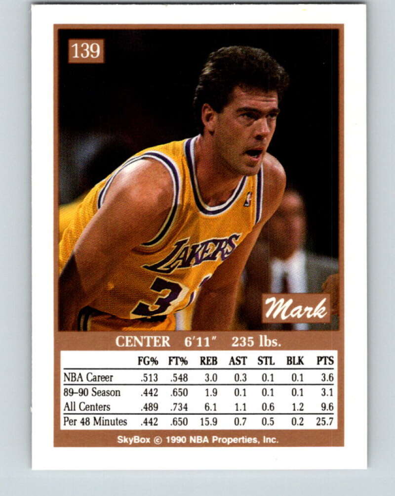 1990-91 SkyBox #139 Mark McNamara Mint SP Los Angeles Lakers  Image 2