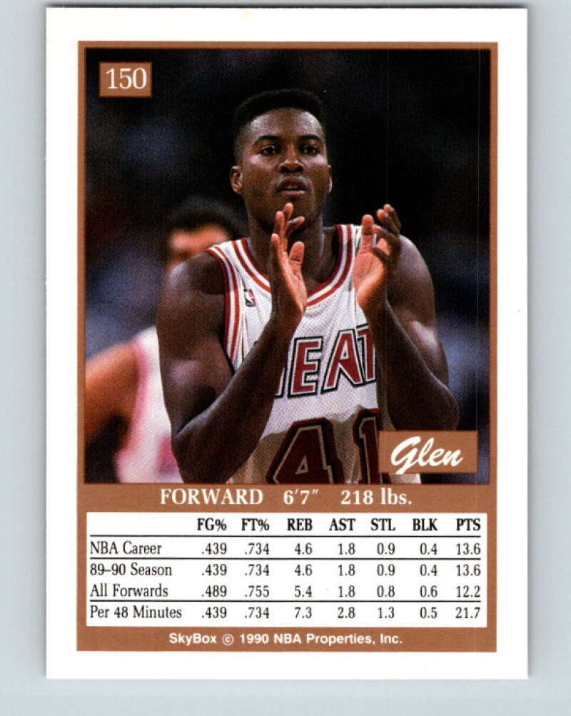 1990-91 SkyBox #150 Glen Rice Mint RC Rookie Miami Heat  Image 2