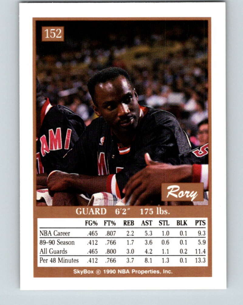 1990-91 SkyBox #152 Rory Sparrow Mint SP Miami Heat Image 2