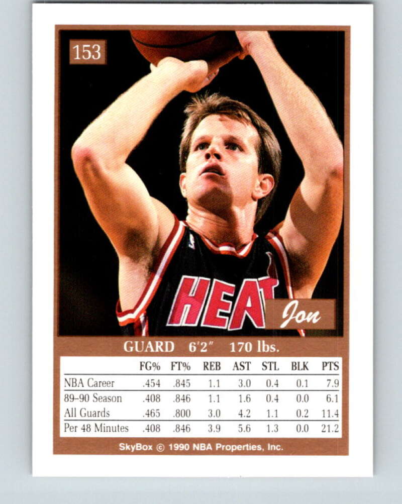 1990-91 SkyBox #153 Jon Sundvold Mint Miami Heat Image 2