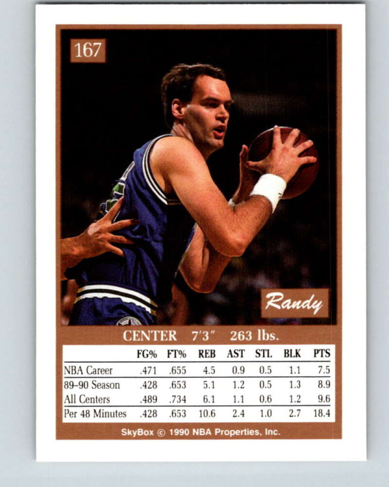 1990-91 SkyBox #167 Randy Breuer Mint Minnesota Timberwolves  Image 2